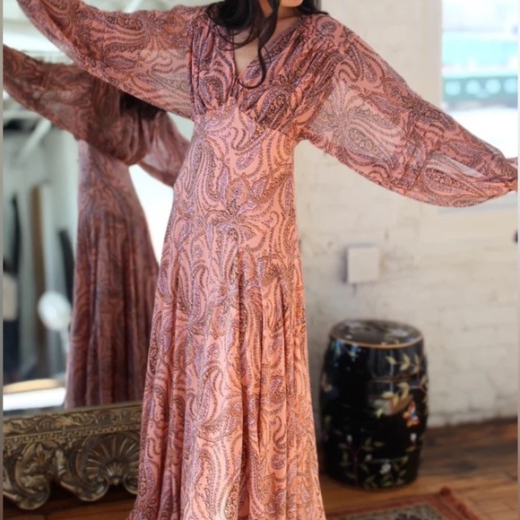 Free People Mirage Pink Paisley Maxi Dress Size 2 - Picture 3 of 12